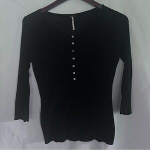 Women’s Black Button Front Women's Sheer Cotton Sweater